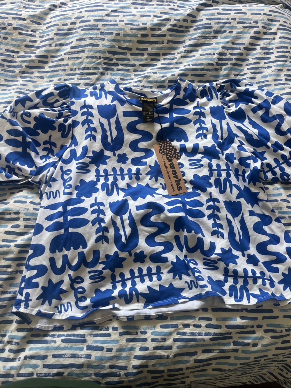Nooworks Dutch garden puff sleeve top size 5x